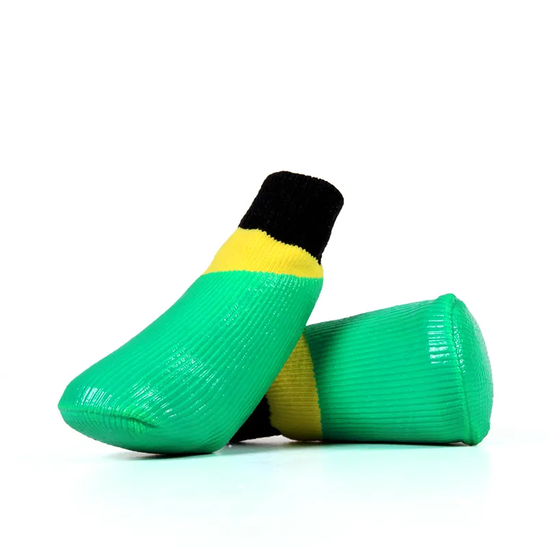 DogSocks Booties Shoes Big Dogs Waterproof Nonslip Rubber Sole, Pet Paw Protector, Elastic Top , for Outdoor Sports - Green