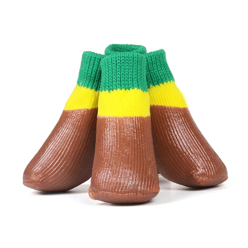 DogSocks Booties Shoes Big Dogs Waterproof Nonslip Rubber Sole, Pet Paw Protector, Elastic Top , for Outdoor Sports - Brown