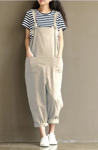 Women's Casual Trousers With Brushed Cotton Suspenders Light Khaki - Shop at LoveMi