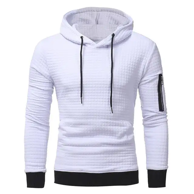 Men Sweatshirt Hoodie with Arm Zipper Long Sleeve Slim