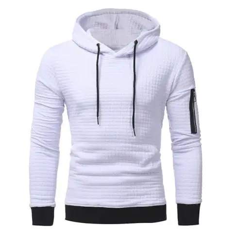 Men Sweatshirt Hoodie with Arm Zipper Long Sleeve Slim