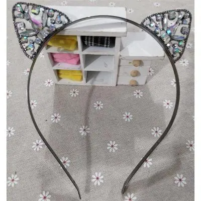 High grade Alloy Diamond studded Cat Ear Headband Black - Shop at LoveMi