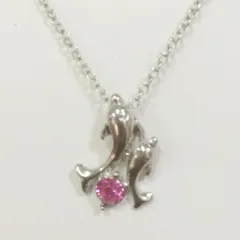 Silver Plated Double Dolphin Rhinestone Necklace - Rose Red - View 1
