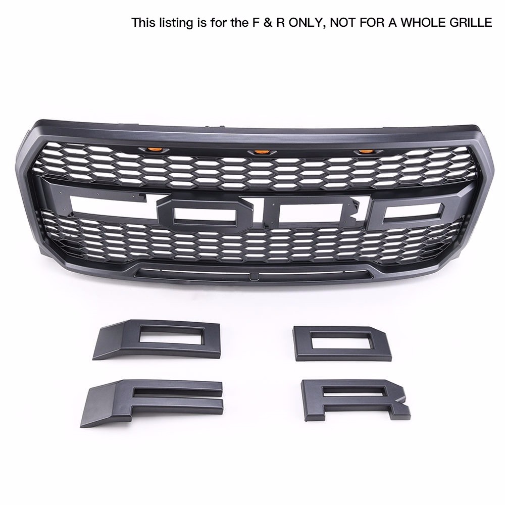 F and R letter inserts side by side for Ford F-150 Raptor style Paramount grille