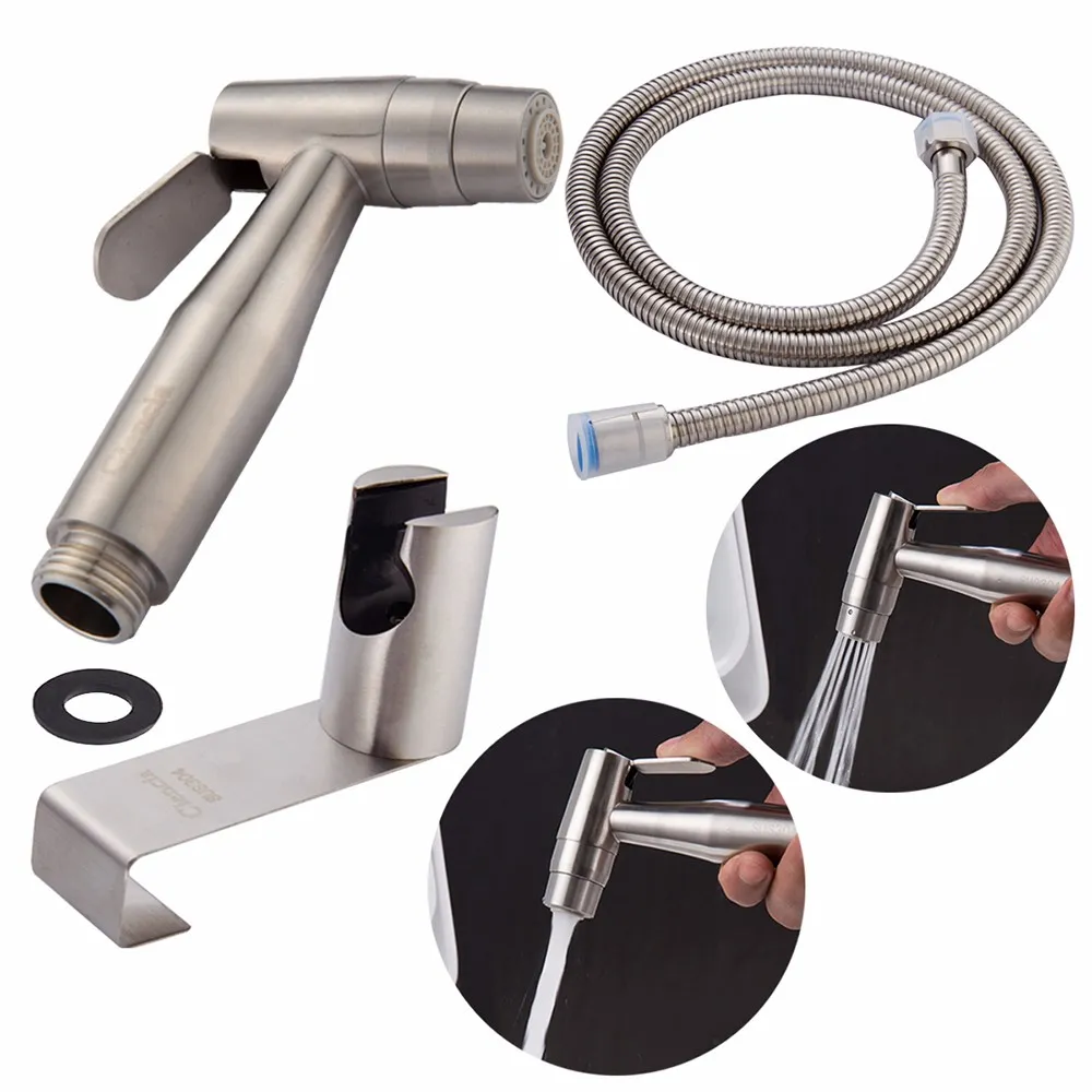 Stainless Steel Nickle Bathroom Handheld Bidet Shattaf Sprayer Transforms Toilet Into Spray BidetVaporizer - Ws024As