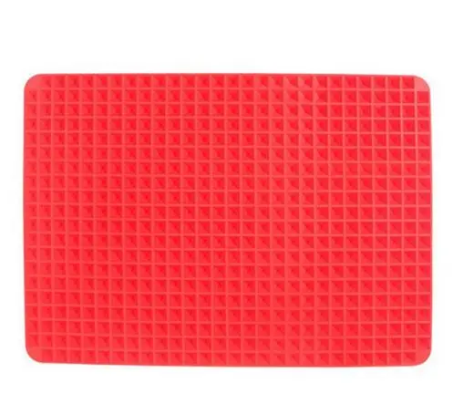 Non-Stick Silicone Pyramid Cooking Mat Baking Mat With Grid Versatile Oven BBQ Cooking Mat Heat-Resistant Mat Kitchen Tools Kitchen Gadgets - Red