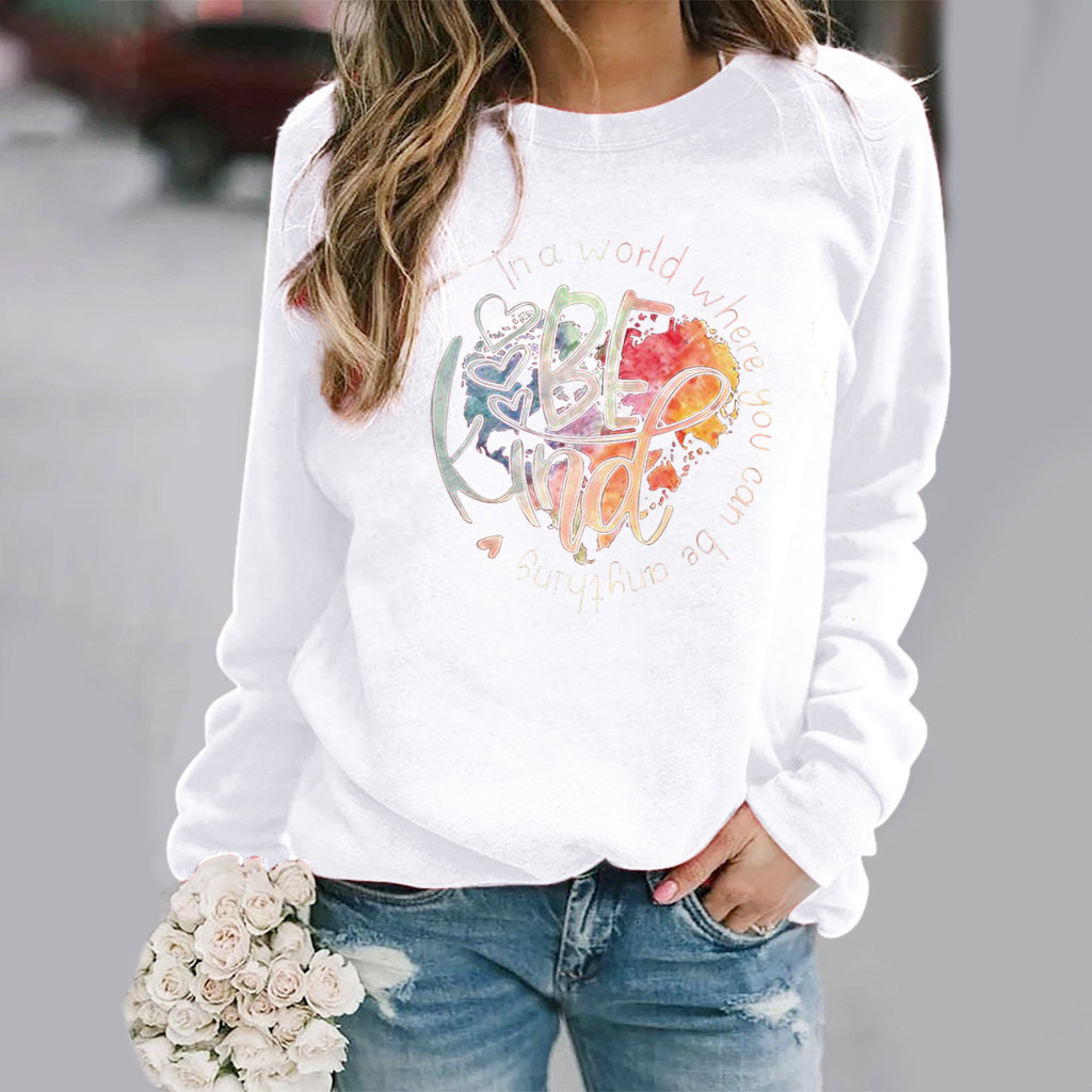 Graphic Print Long-sleeved Round Neck Sweatshirt