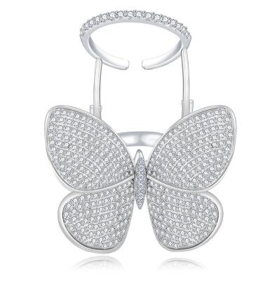 High Quality Fashionable Unique Adjustable Ring Micro Paved Shining CZ Movable Butterfly Shape Jewelry For Party Gift