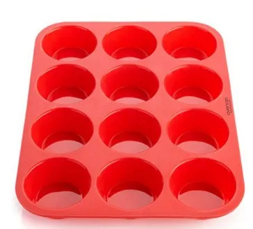 12 Cup Silicone Muffin pan &Cupcake Baking Pan Red - Shop at LoveMi