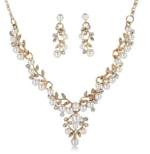 Wedding Women Jewelry Sets Fashion Simulated Pearl Flower Statement