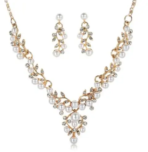 Wedding Women Jewelry Sets Fashion Simulated Pearl Flower Statement