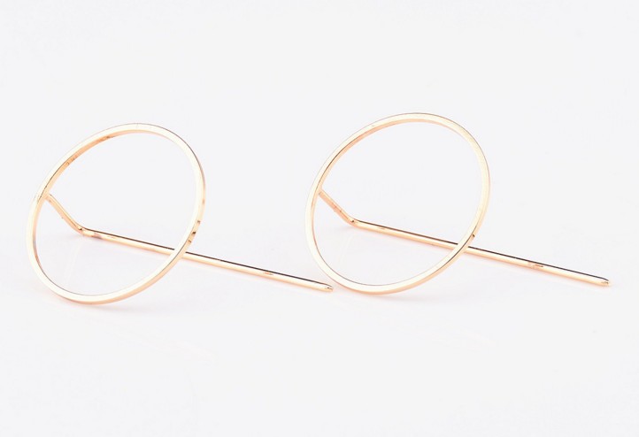 New Simple Punk Copper Cool Metal Circle Round Line Stud Earrings Brincos For Women Lady Geometric Bar Jewelry