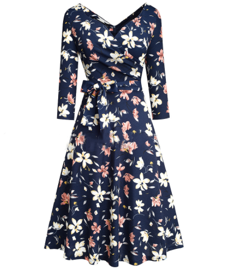 V-Neck A-Line Midi Dress, picture 8 of 8