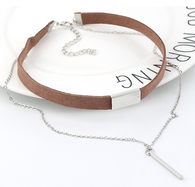 SUSENSTONE New Black Velvet  Gold Chain Choker Necklace