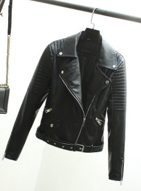 Faux Cuero Mujer Chaqueta De Motociclista Moto Zip Abrigos Chaqueta Pu Jack Rock Cuero Femme Casaco Black - Shop at LoveMi