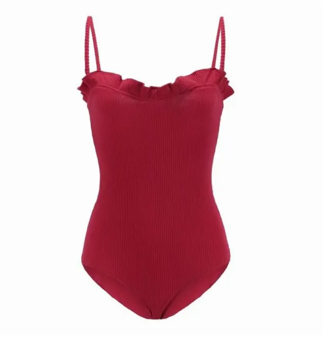 Lacework Elastic Ruffle Camisole Jumpsuit Red - Shop at LoveMi