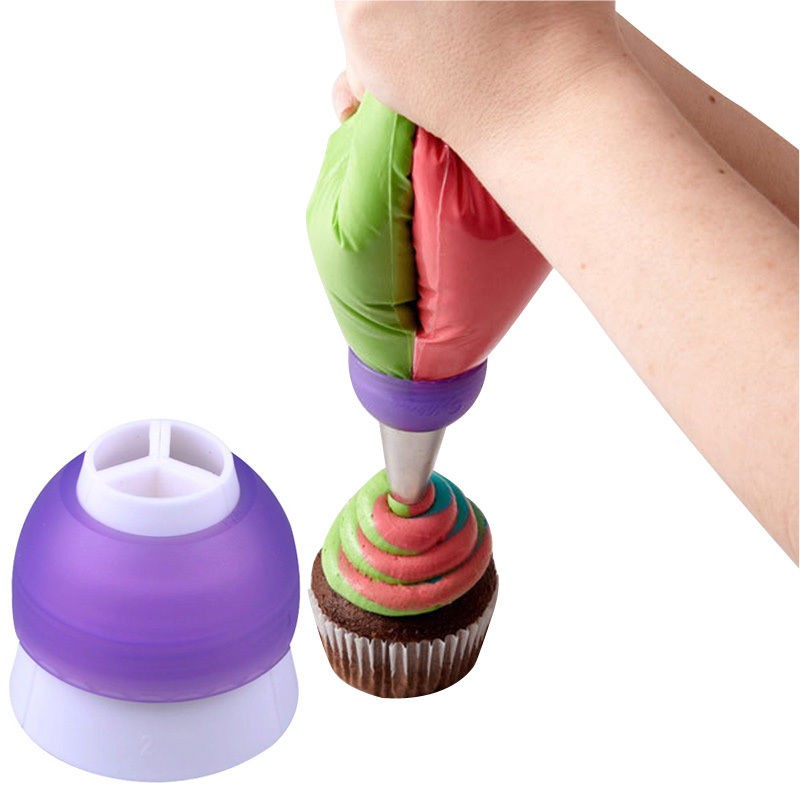 3 Color Cake Decorating Tools Icing Piping Cream Pastry Bag&Nozzle Converter — foto 3