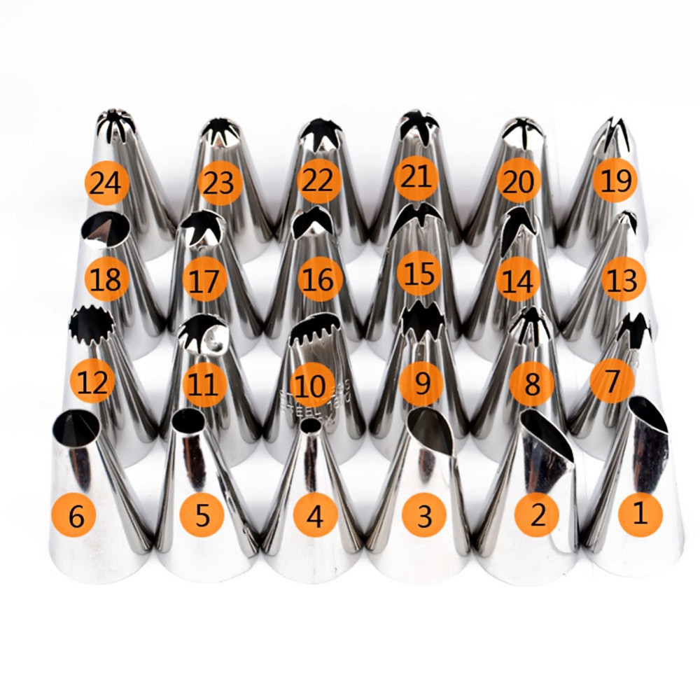 24 pcs Cupcake Fondant Sugarcraft Icing Piping DIY Cake Decorating Tips Stainless Steel Nozzle Cream Pastry Tips Set — foto 2