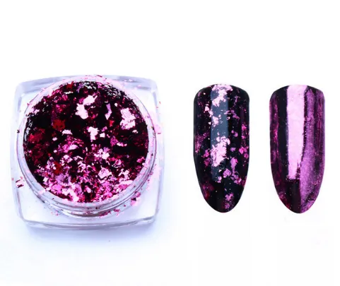 Aluminio Nail Flakes Lentejuelas Polvos De Maquillaje Espejo Mgico Glitters Oro Plata Rojo Colores Irregular Pigmento Nail Decoracion Purple - Shop at LoveMi