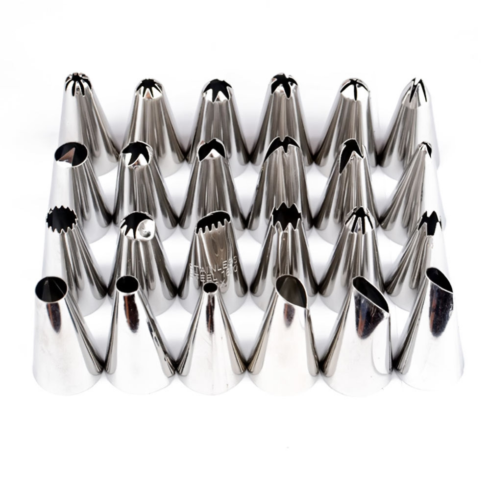 24 pcs Cupcake Fondant Sugarcraft Icing Piping DIY Cake Decorating Tips Stainless Steel Nozzle Cream Pastry Tips Set — foto 3