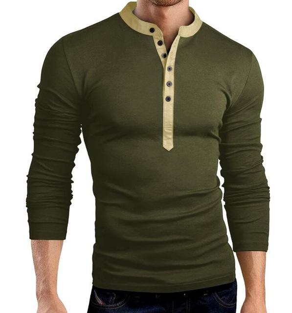 Solid color fashion big V-neck long-sleeved slim T-shirt bottoming shirt