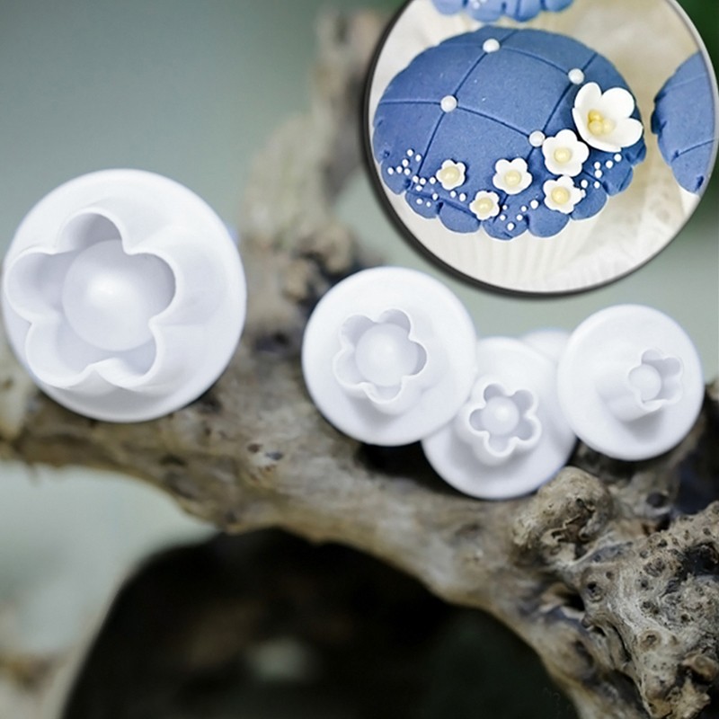 4pcs Plum Flower Plunger Cutter Sugarcraft Fondant Cake Decorating DIY Tool — foto 4