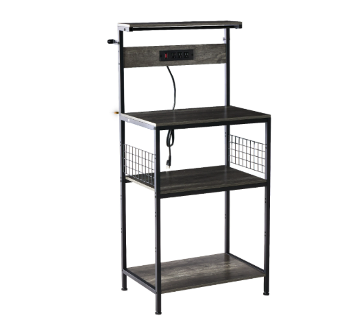 Kitchen Bakers Rack With Power Outlet, Adjustable Storage_voghion.com