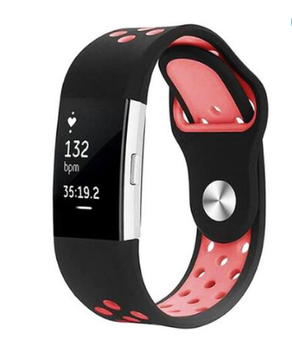 Fitbit Strap Charge2 Monochrome Round Hole Silicone Strap in blacklavender