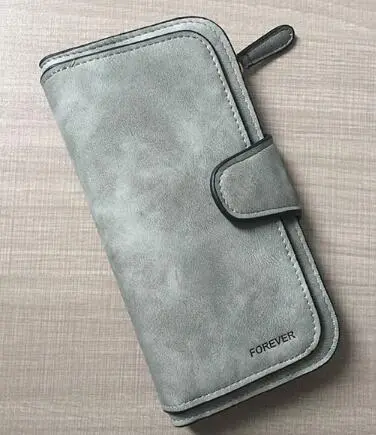Brand Leather Women Wallet Design Hasp Solid Color Card Bags Long Female Purse 4 Colors Ladies Clutch Wallet Grey - Shop at LoveMi