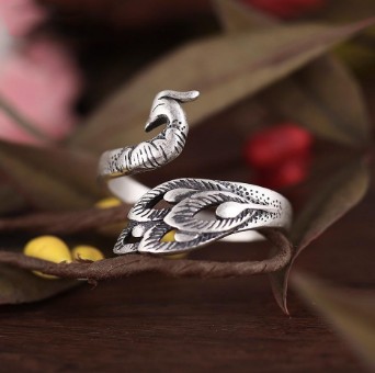 Sterling Silver Thai Peacock Ring