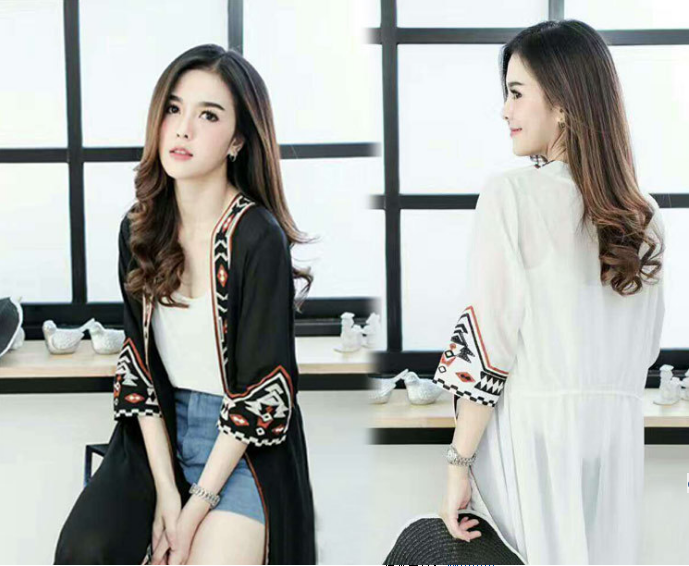 Black White Kimono Cardigan