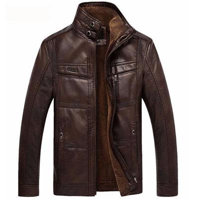 Leather PU Jacket Dark Coffee L (CN)