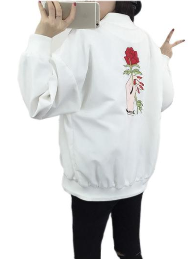 VESTE BOMBER LA ROSE BLANC