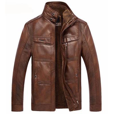 Leather PU Jacket Light Coffee XXXL (CN)