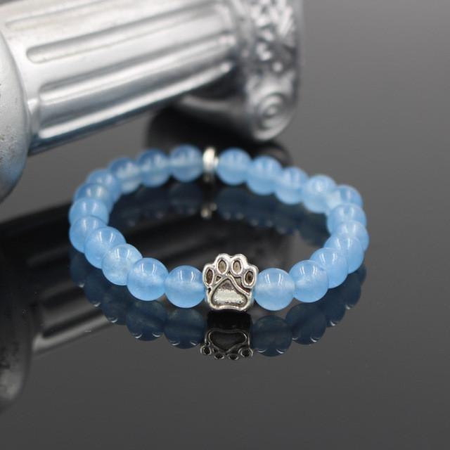 Natural Stone Memorial Dog Paw Bracelet