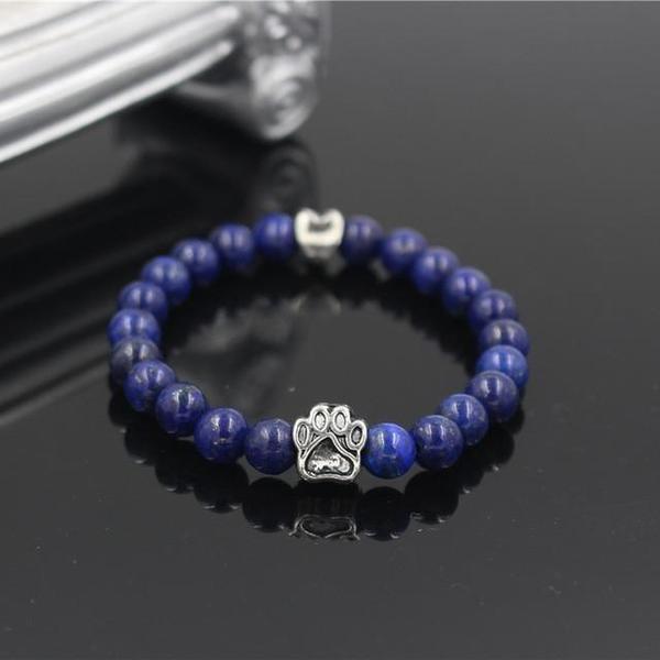 Natural Stone Memorial Dog Paw Bracelet