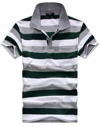 Collar Striped Short Sleeved T-shirt Men's Real