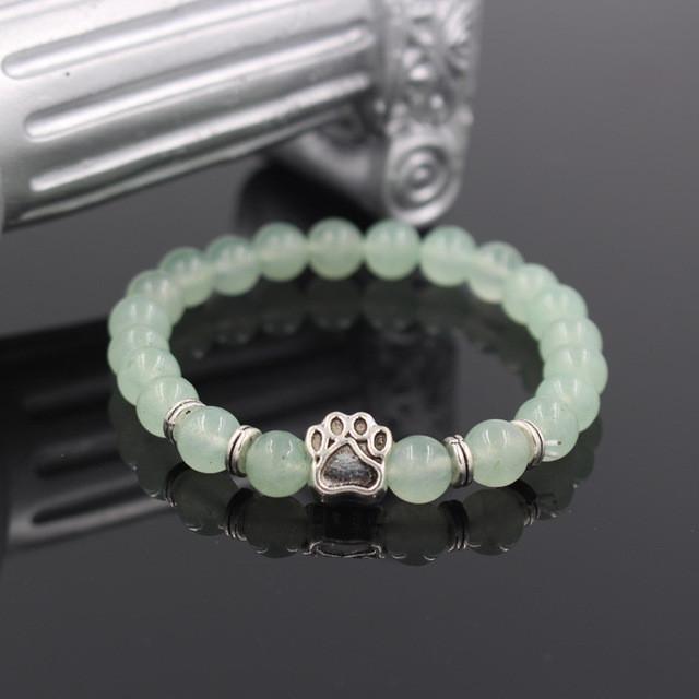Natural Stone Memorial Dog Paw Bracelet