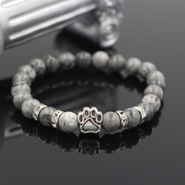 Natural Stone Memorial Dog Paw Bracelet