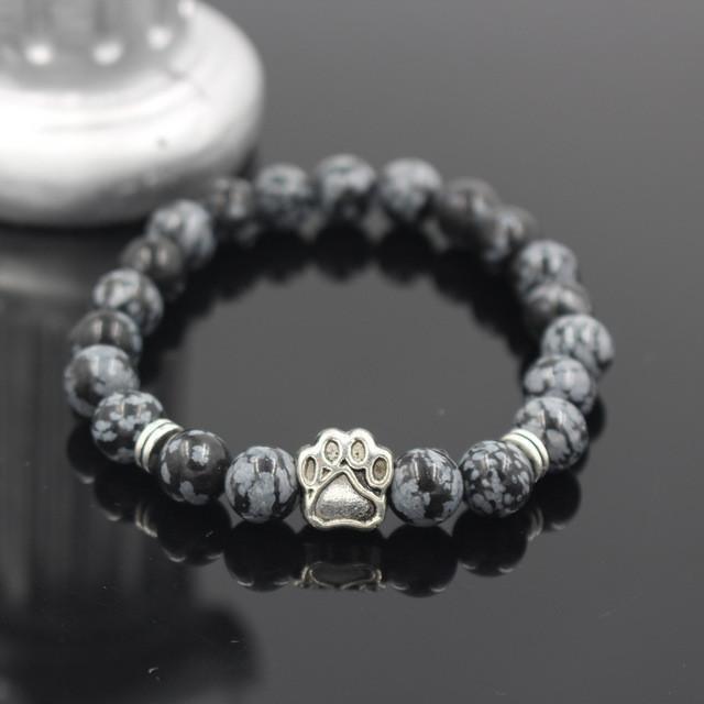 Natural Stone Memorial Dog Paw Bracelet