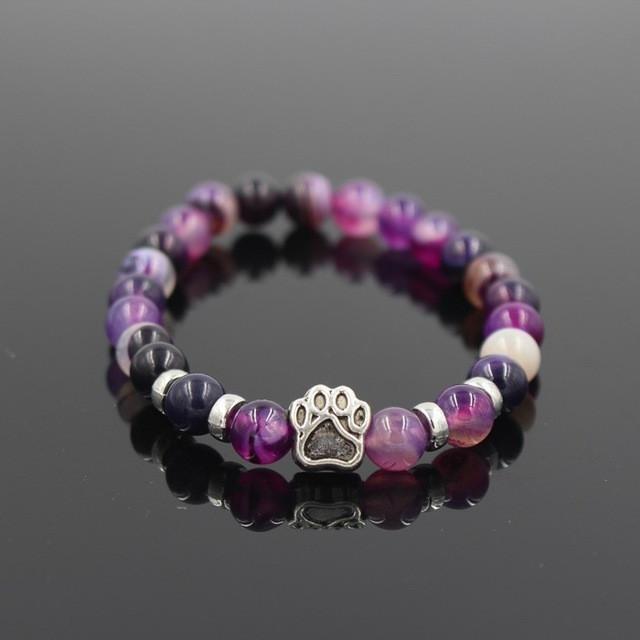 Natural Stone Memorial Dog Paw Bracelet