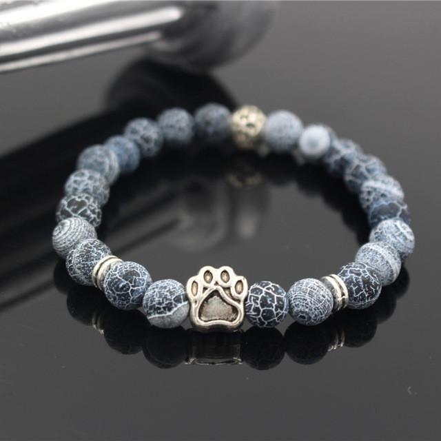 Natural Stone Memorial Dog Paw Bracelet
