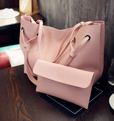Fashion Shoulder Tote Bag Two Piece Crossbody Bag Pink - Shop at LoveMi