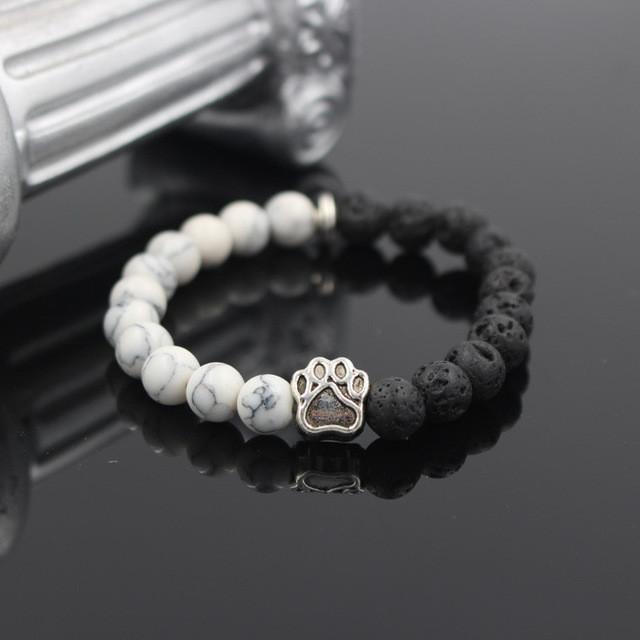 Natural Stone Memorial Dog Paw Bracelet