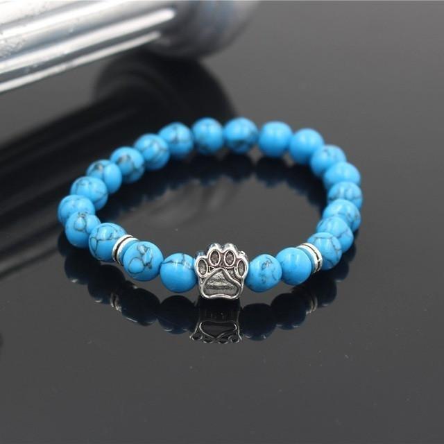 Natural Stone Memorial Dog Paw Bracelet