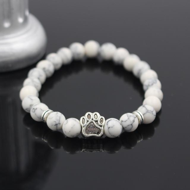 Natural Stone Memorial Dog Paw Bracelet