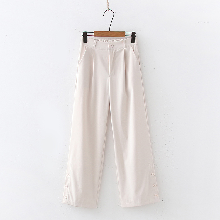 Title 3, Straight Trousers, Simple Button-type Slit Wome...