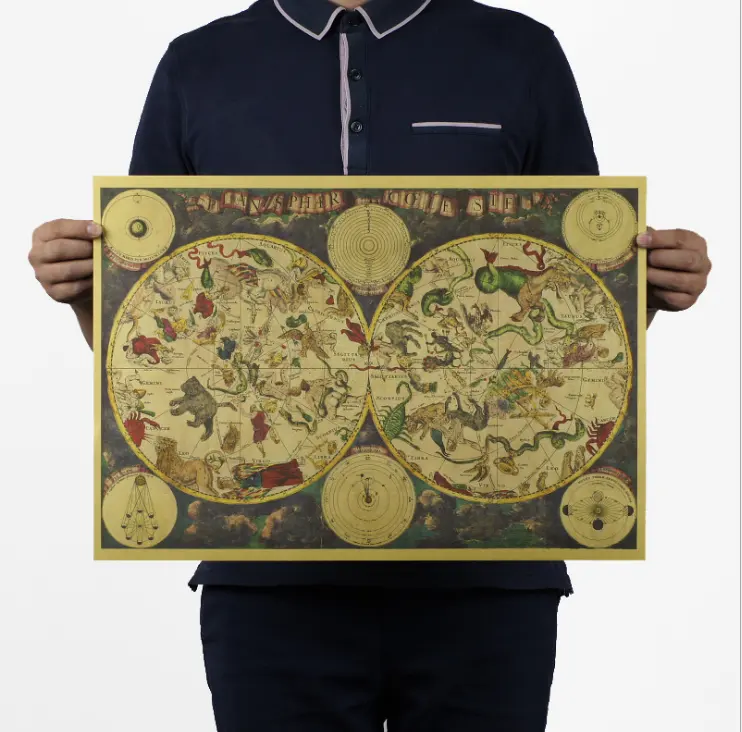 Ancient Constellation Map 12 Zodiac Kraft Paper