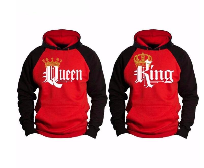 KING QUEEN King and Queen Crown Couple Color Block Sweatshirt