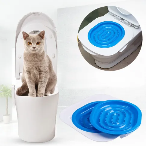 Pet Toilet Trainer catsCeaningTrainingToilet Supplies with Toilet Seat Lighting - Blue